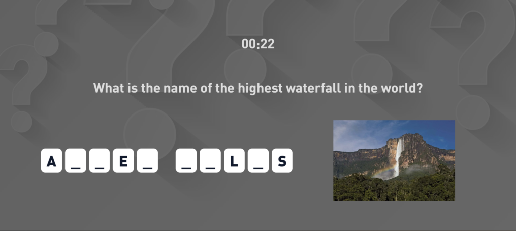 Missing letters question screenshot